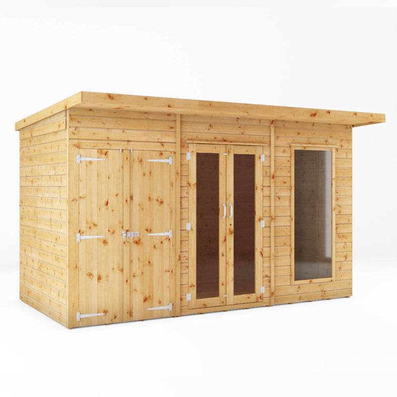 Adley 12' x 6' Honeybourne Summer House With 4' Side Shed | Sheds.co.uk