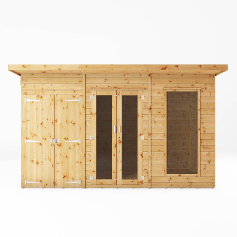 Adley 12' x 6' Honeybourne Summer House With 4' Side Shed | Sheds.co.uk