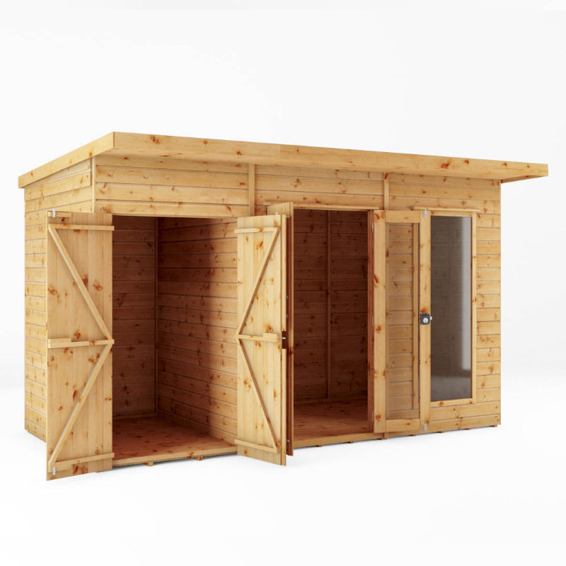Adley 12' x 6' Honeybourne Summer House With 4' Side Shed | Sheds.co.uk