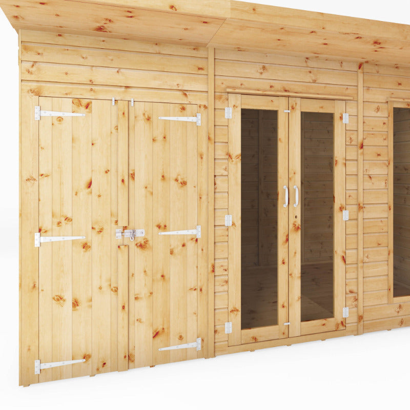 Adley 12' x 6' Honeybourne Summer House With 4' Side Shed | Sheds.co.uk