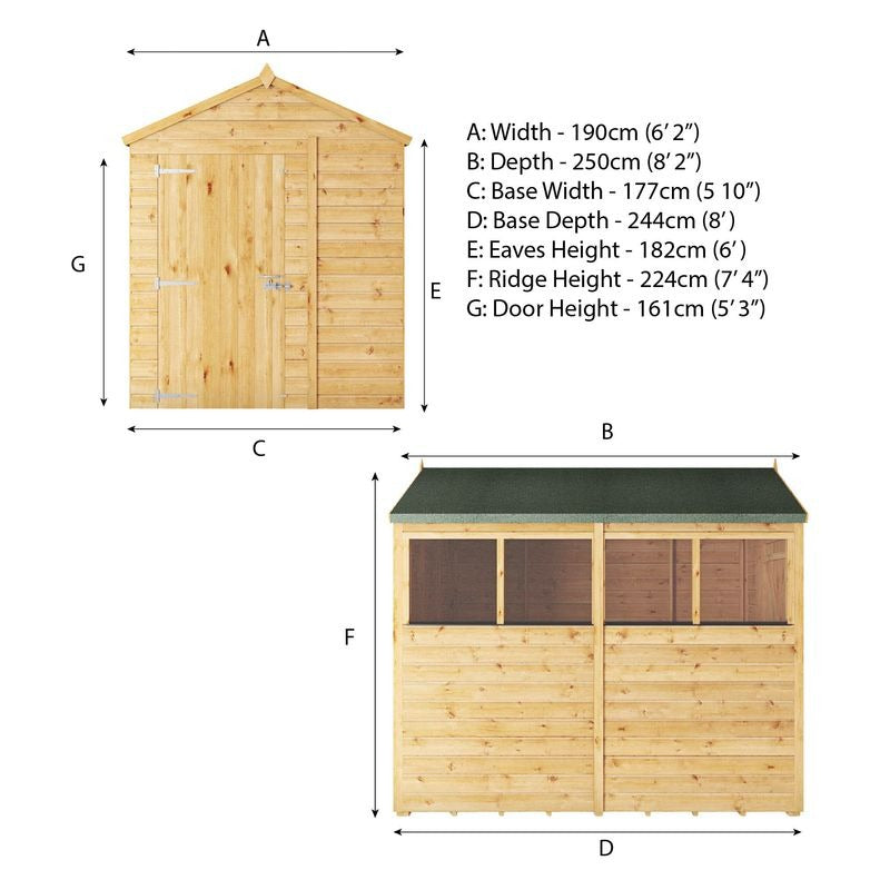 Adley 8' x 6' Lumberjack Premium Shiplap Modular Apex Shed | Sheds.co.uk