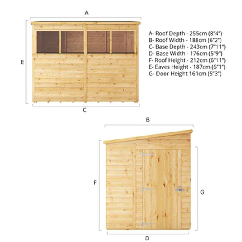 Adley 8' x 6' Lumberjack Premium Shiplap Modular Pent Shed | Sheds.co.uk