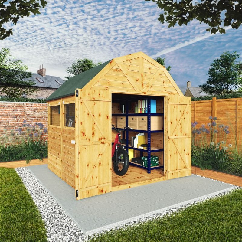 Adley 8' x 8' Premium Double Door Shiplap Dutch Barn | Sheds.co.uk