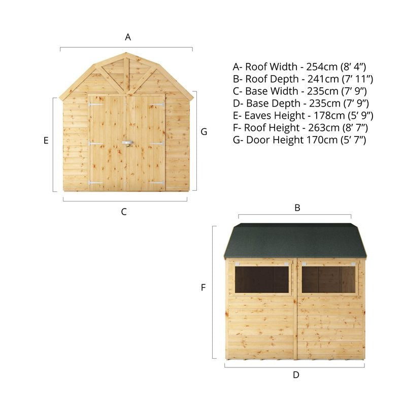 Adley 8' x 8' Premium Double Door Shiplap Dutch Barn