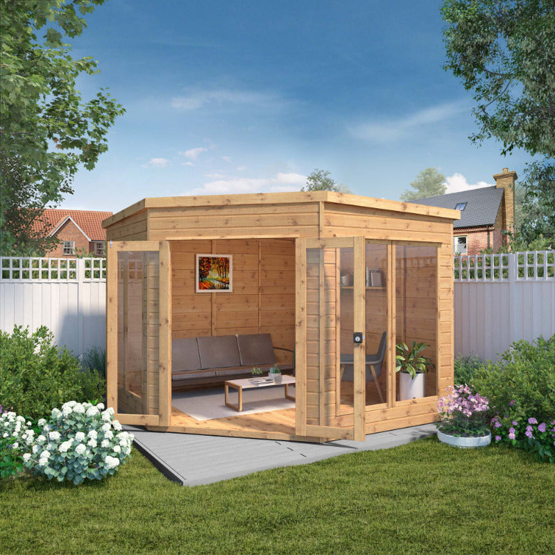 Adley 9' x 9' Chelsea Deluxe Corner Summer House | Sheds.co.uk