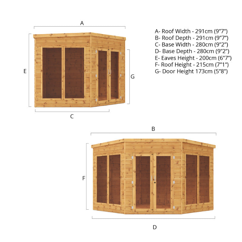 Adley 9' x 9' Chelsea Deluxe Corner Summer House | Sheds.co.uk