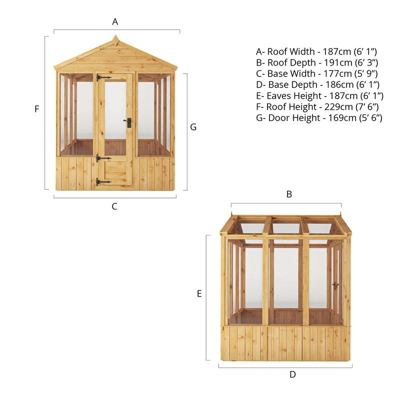 Adley 6' x 6' Lumberjack Premium Apex Wooden Greenhouse