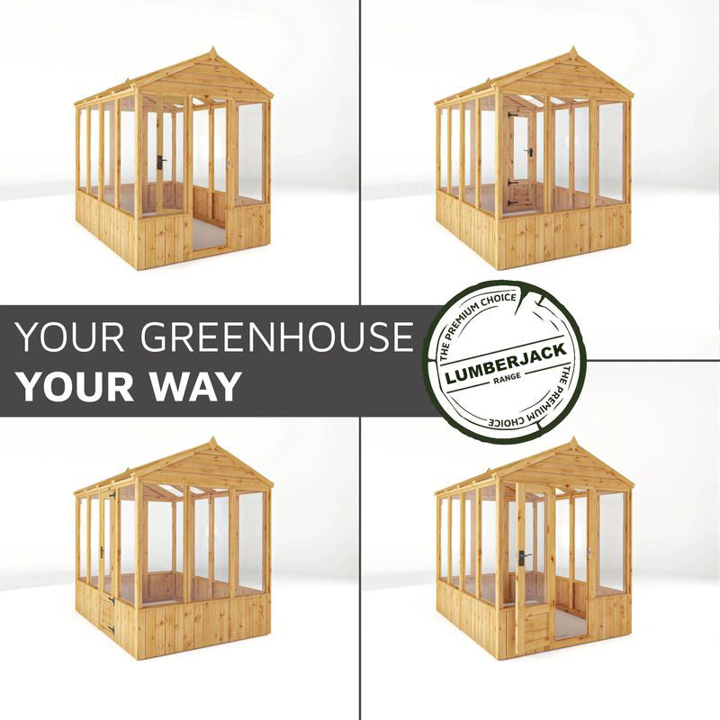 Adley 8' x 6' Lumberjack Premium Apex Wooden Greenhouse | Sheds.co.uk