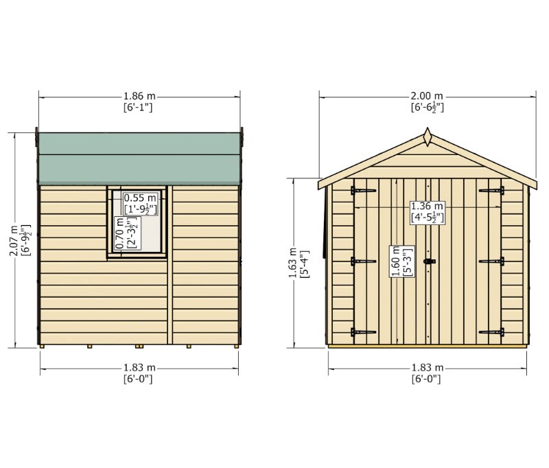 Loxley 6' x 6' Double Door Shiplap Apex Shed | Sheds.co.uk