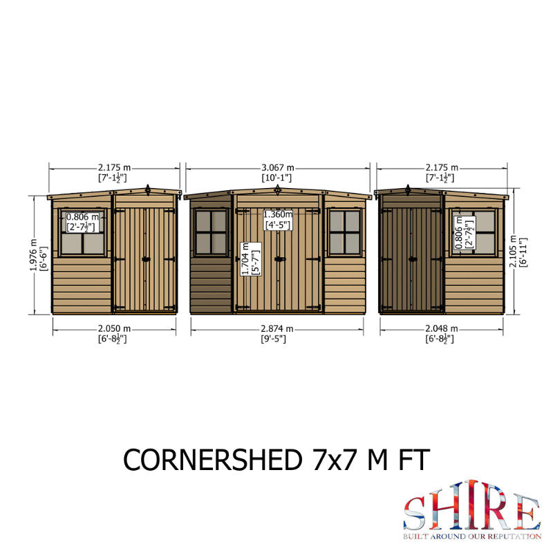 Loxley 7' x 7' Shiplap Corner Shed | Sheds.co.uk