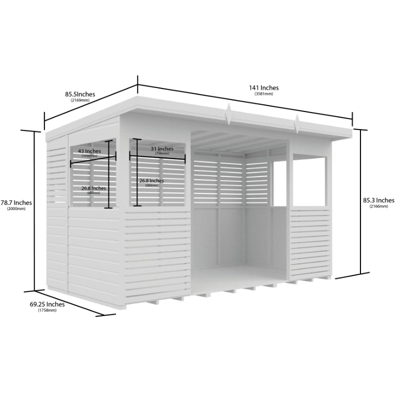 Holt 12' x 6' Pressure Treated Outdoor Kitchen Barbecue Shelter