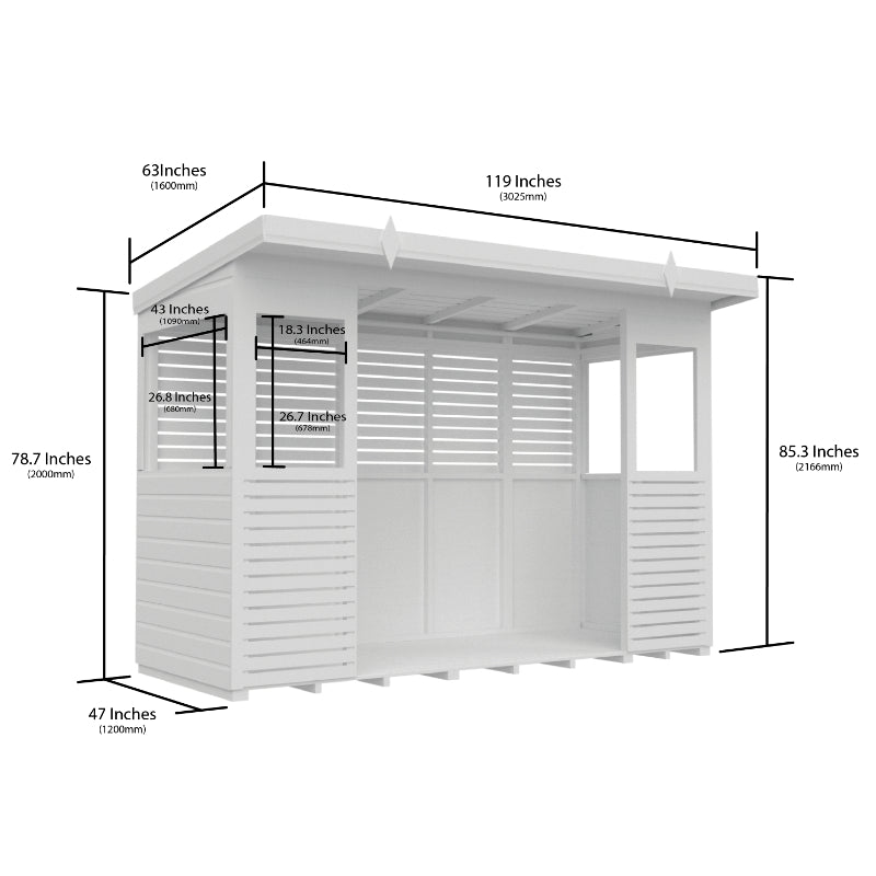 Holt 10' x 4' Pressure Treated Outdoor Kitchen Barbecue Shelter