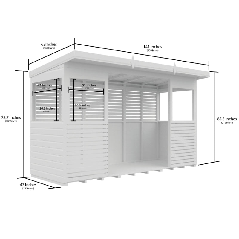 Holt 12' x 4' Pressure Treated Outdoor Kitchen Barbecue Shelter
