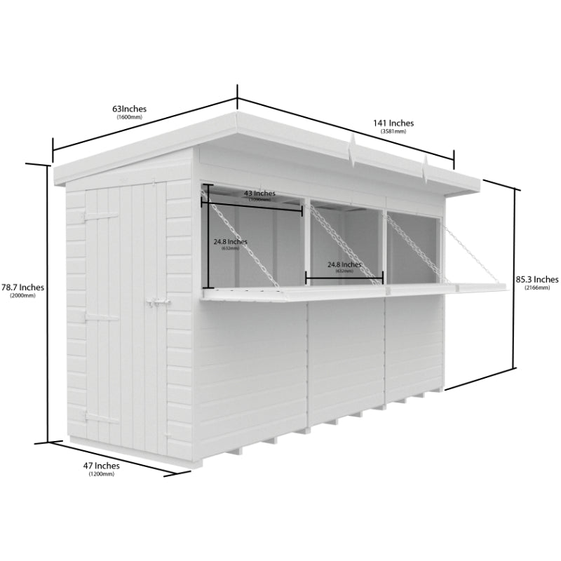 Holt 12' x 4' Pressure Treated Shiplap Garden Bar Shed With Serving Hatch