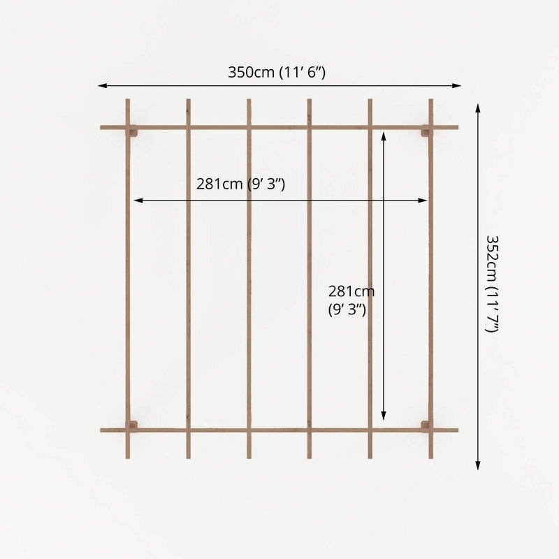 Adley 3m x 3m Traditional Wooden Pergola | Sheds.co.uk