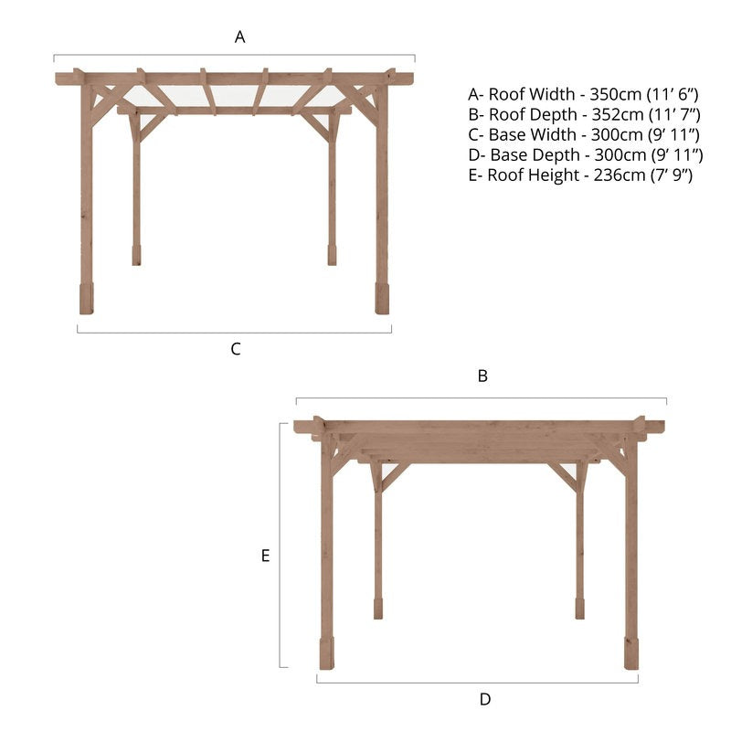 Adley 3m x 3m Traditional Wooden Pergola | Sheds.co.uk