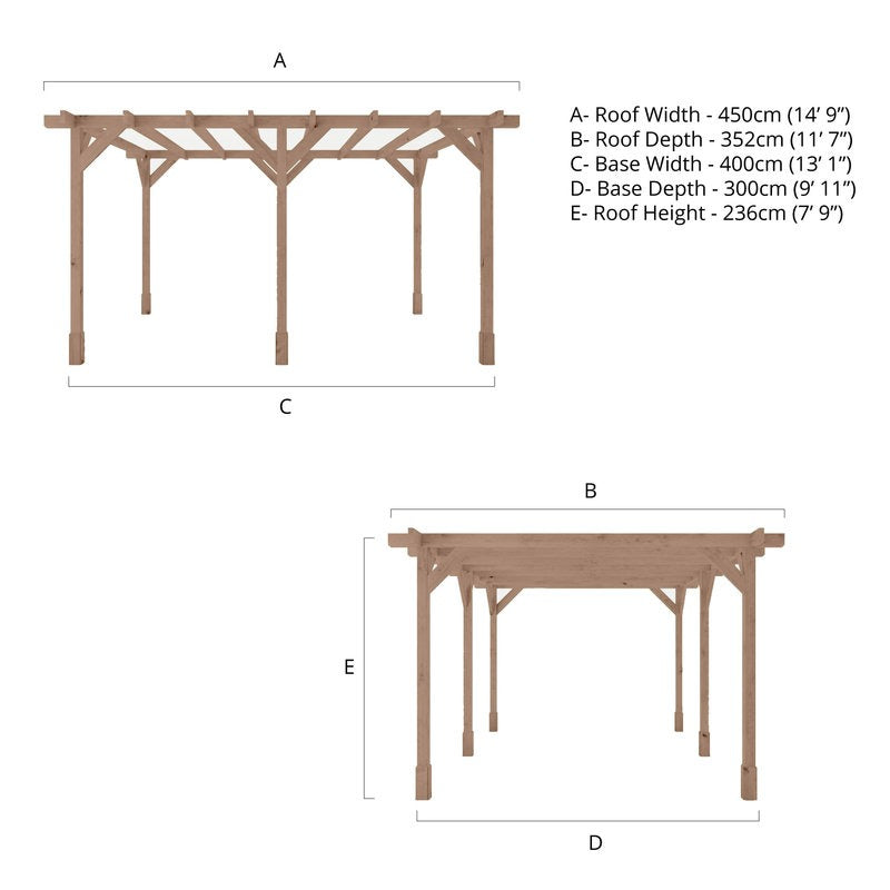 Adley 3m x 4m Traditional Wooden Pergola | Sheds.co.uk