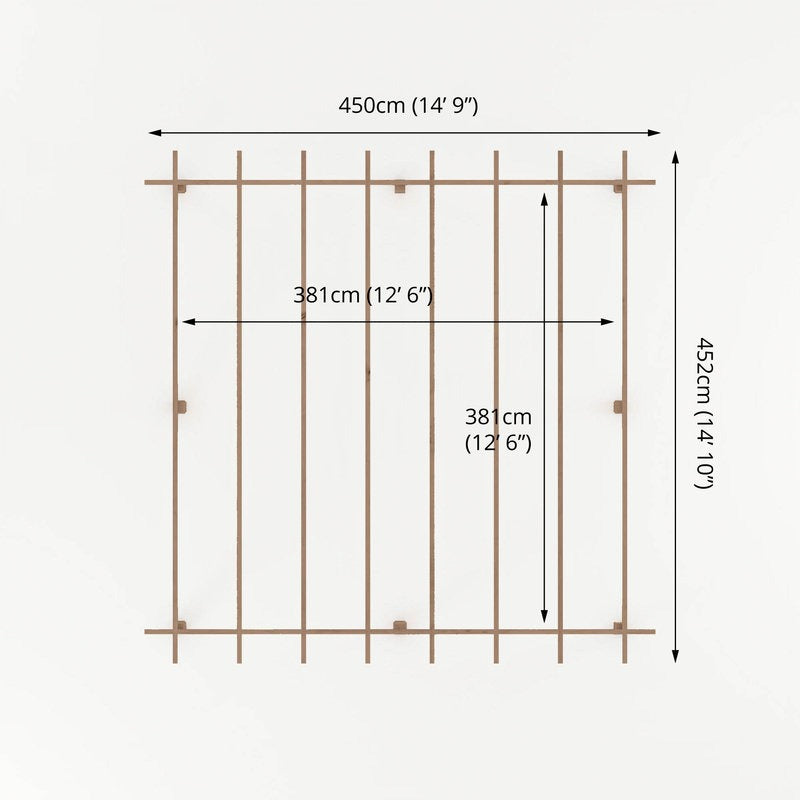 Adley 4m x 4m Traditional Wooden Pergola | Sheds.co.uk