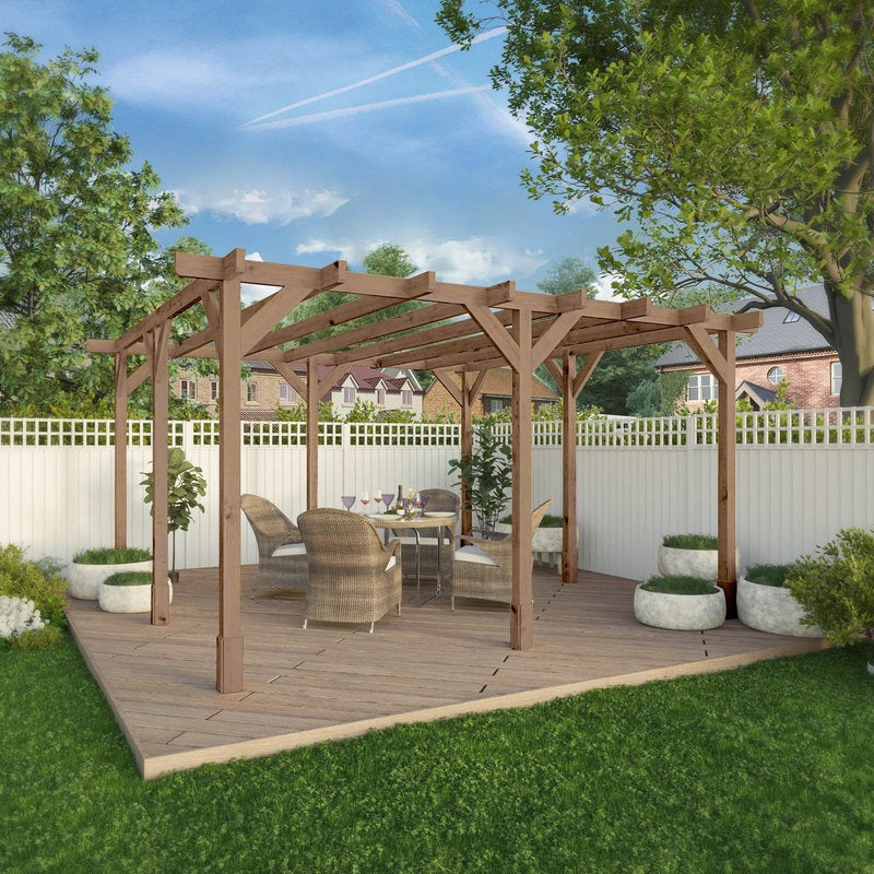 Adley 4m x 4m Traditional Wooden Pergola | Sheds.co.uk