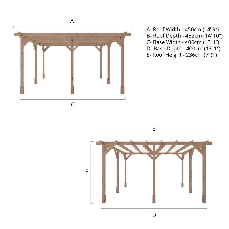 Adley 4m x 4m Traditional Wooden Pergola