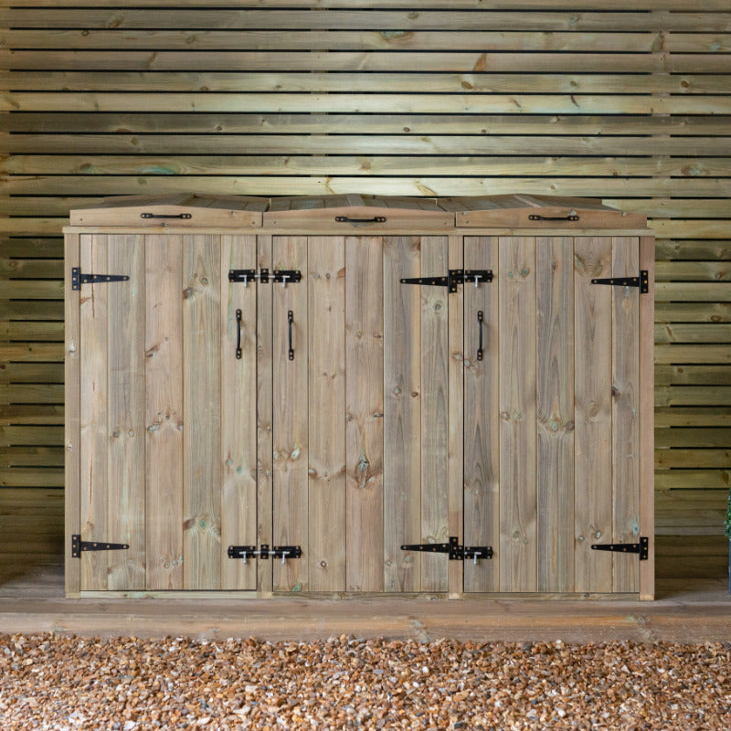 Garden Village Combi Bin Store - 1 Wheelie Bin / 4 Recycle Box | Sheds.co.uk