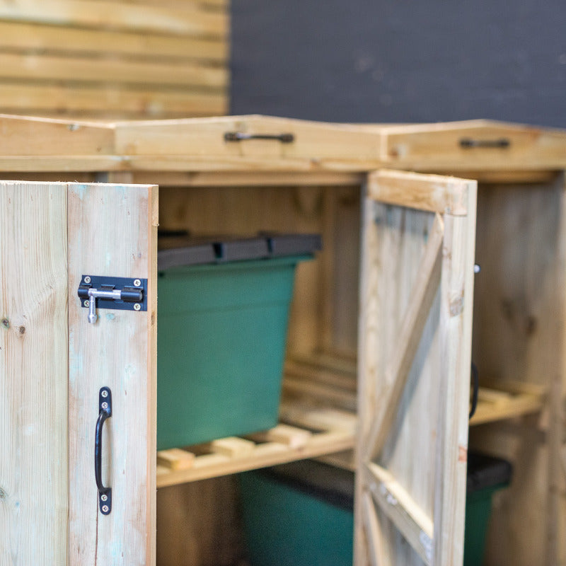 Garden Village Combi Bin Store - 1 Wheelie Bin / 4 Recycle Box | Sheds.co.uk