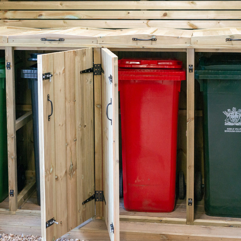 Garden Village Combi Bin Store - 4 Wheelie Bin / 2 Recycle Box | Sheds.co.uk