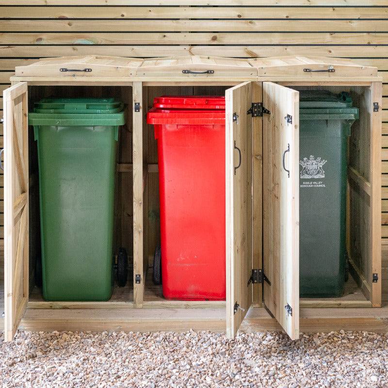 Garden Village Triple Wheelie Bin Store - 240L | Sheds.co.uk