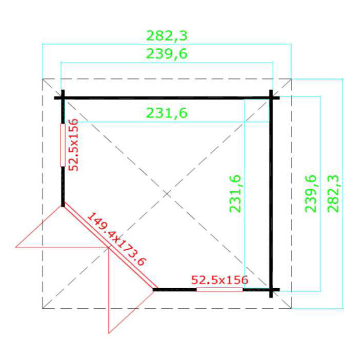Greenway 2.4m x 2.4m Wentwood Corner Log Cabin - 40mm