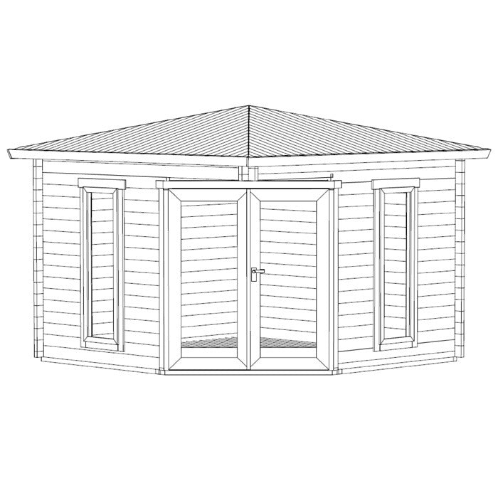 Greenway 2.8m x 2.8m Ashdown Corner Log Cabin - 40mm | Sheds.co.uk