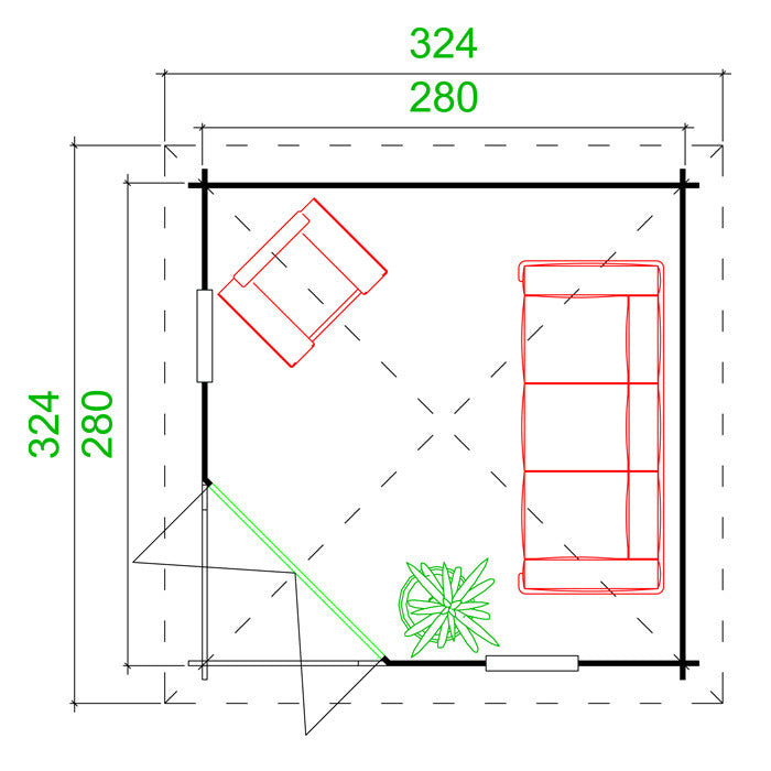 Greenway 2.8m x 2.8m Ashdown Corner Log Cabin - 40mm | Sheds.co.uk