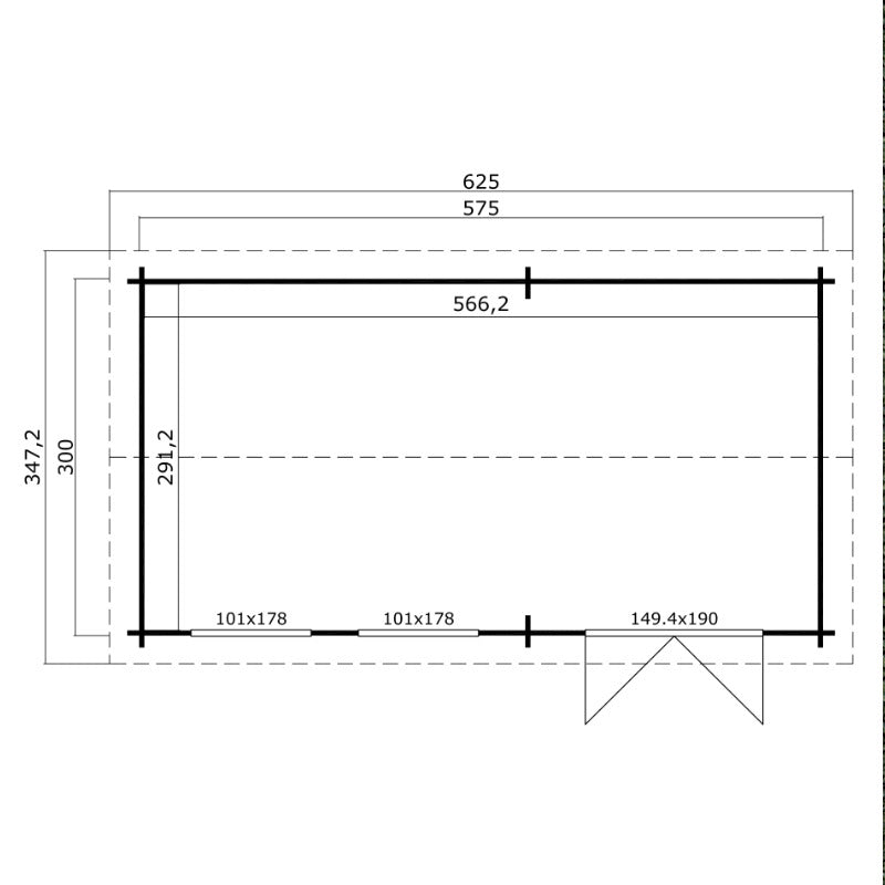 Greenway 3.47m x 6.25m Sandhutton Log Cabin - 44mm