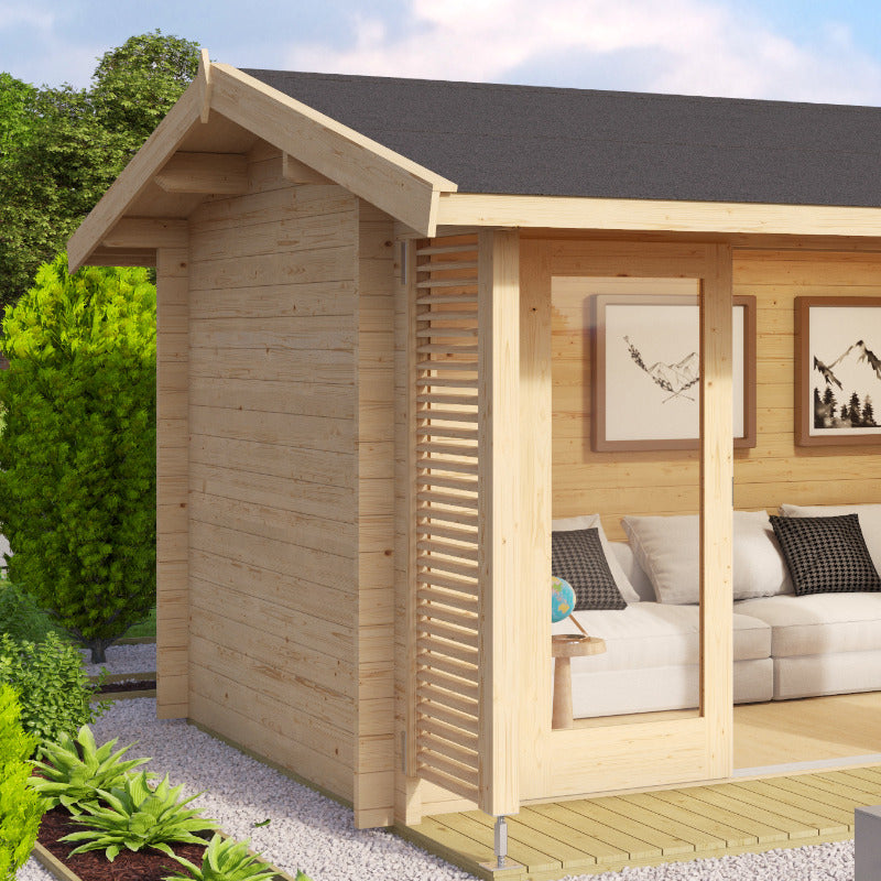 Greenway 3.76m x 4.8m Burneston Log Cabin - 44mm | Sheds.co.uk
