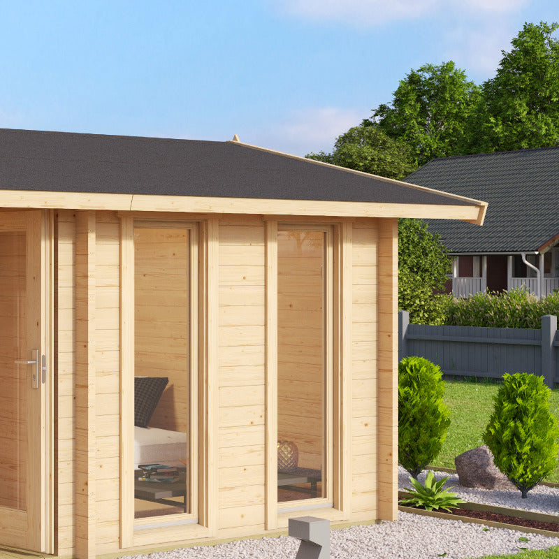 Greenway 3.76m x 4.8m Burneston Log Cabin - 44mm | Sheds.co.uk