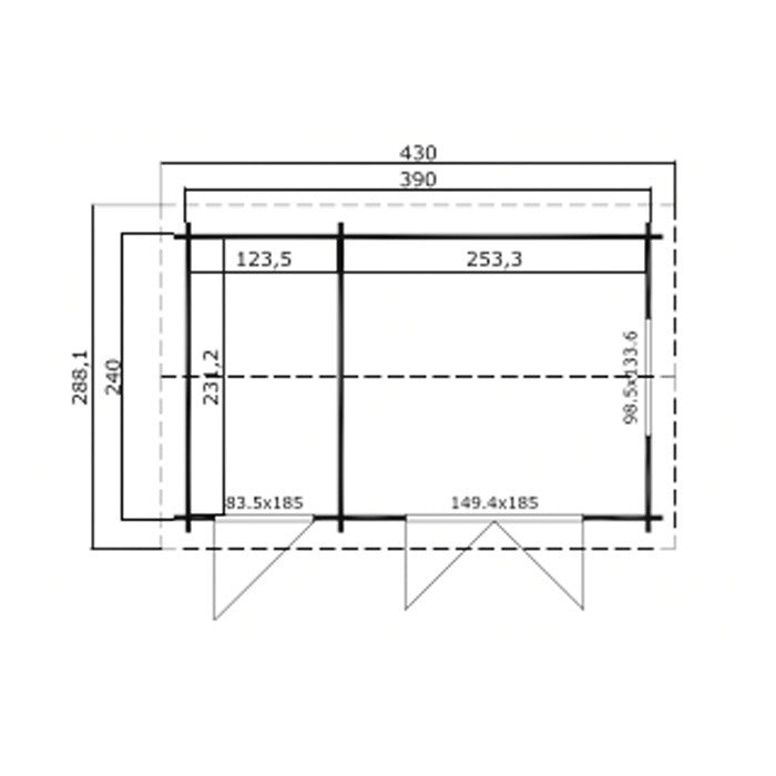 Greenway 3.9m x 2.4m Alice Log Cabin - 44mm | Sheds.co.uk
