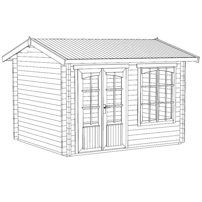 Greenway 3m x 2.5m Elizabeth Log Cabin - 44mm | Sheds.co.uk