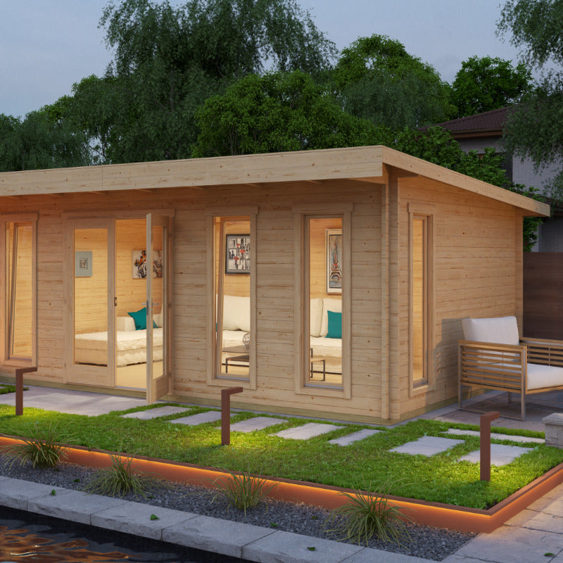 Greenway 4.19m x 6.79m Dalton Log Cabin - 44mm | Sheds.co.uk