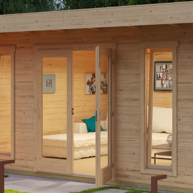 Greenway 4.19m x 6.79m Dalton Log Cabin - 44mm | Sheds.co.uk