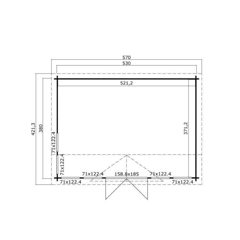 Greenway 4.21m x 5.7m Evenwood Log Cabin - 44mm