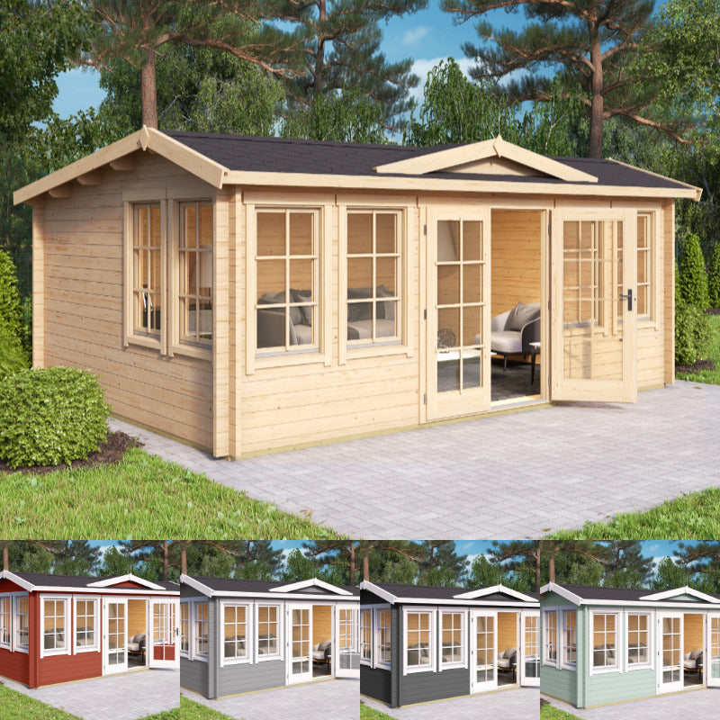 Greenway 4.21m x 5.7m Evenwood Log Cabin - 44mm | Sheds.co.uk