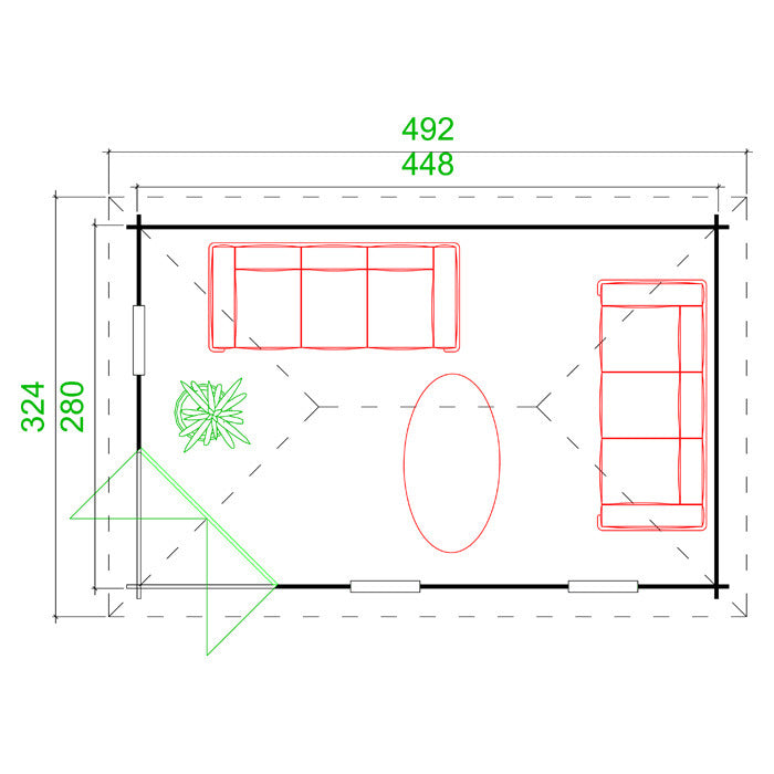 Greenway 4.48m x 2.8m Ashdown Corner Log Cabin - 40mm | Sheds.co.uk