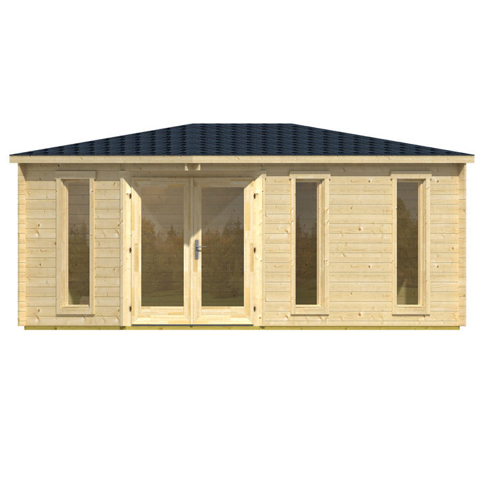 Greenway 4.48m x 2.8m Ashdown Corner Log Cabin - 40mm | Sheds.co.uk