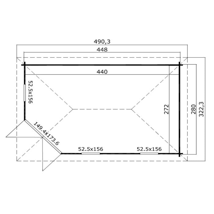 Greenway 4.48m x 2.8m Ashdown Corner Log Cabin - 40mm | Sheds.co.uk