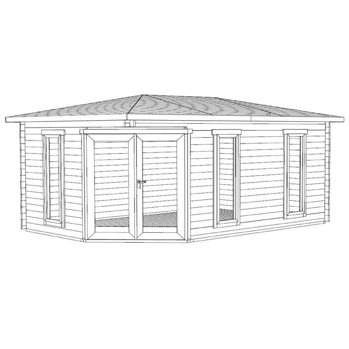 Greenway 4.48m x 2.8m Ashdown Corner Log Cabin - 40mm | Sheds.co.uk
