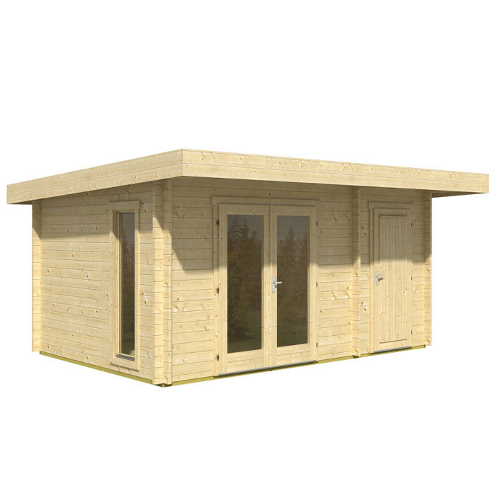 Greenway 4.5m x 3m Alder Log Cabin With Storage Shed - 44mm | Sheds.co.uk