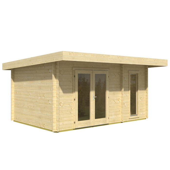 Greenway 4.5m x 3m Alder Log Cabin With Storage Shed - 44mm | Sheds.co.uk