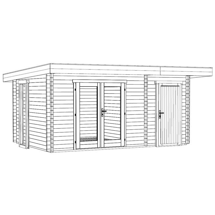 Greenway 4.5m x 3m Alder Log Cabin With Storage Shed - 44mm | Sheds.co.uk