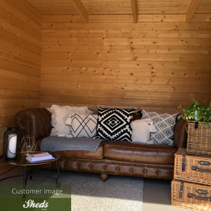 Greenway 4.5m x 3m Alder Log Cabin With Storage Shed - 44mm | Sheds.co.uk