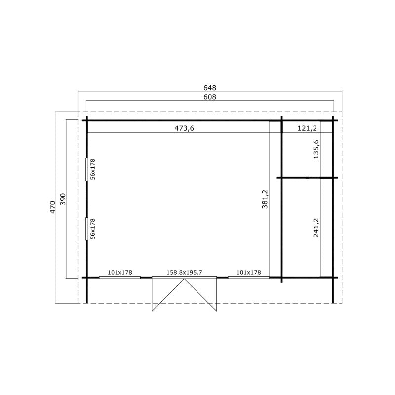 Greenway 4.7m x 6.48m Winston Log Cabin - 44mm