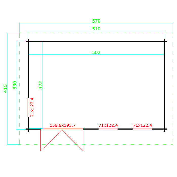 Greenway 5.1m x 3.3m Florence Log Cabin - 40mm